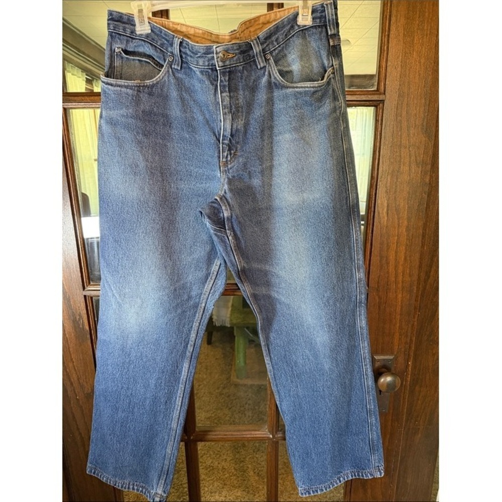 Duluth Trading Co Ballroom Blue Jeans Mens 40x34 Straight Leg Gusseted Crotch